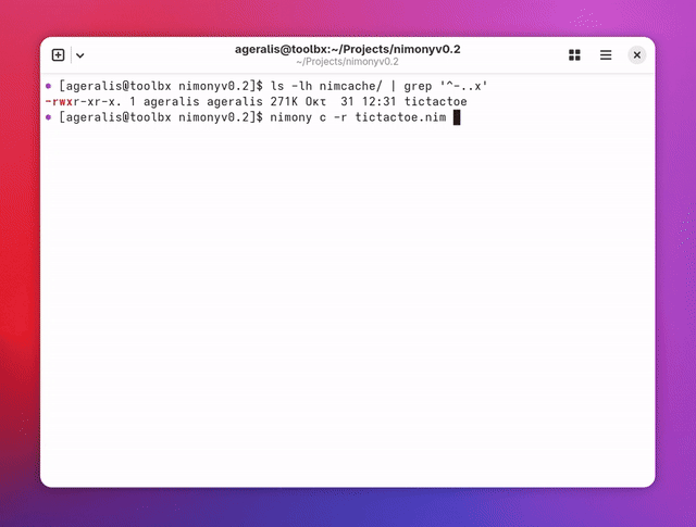 Nimony v0.2 TicTacToe demo